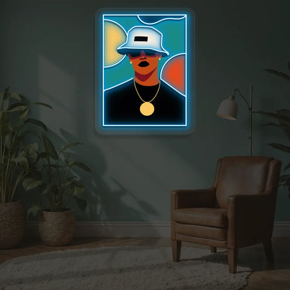 Bucket Hat Pop Neon Artwork in Iceblue color