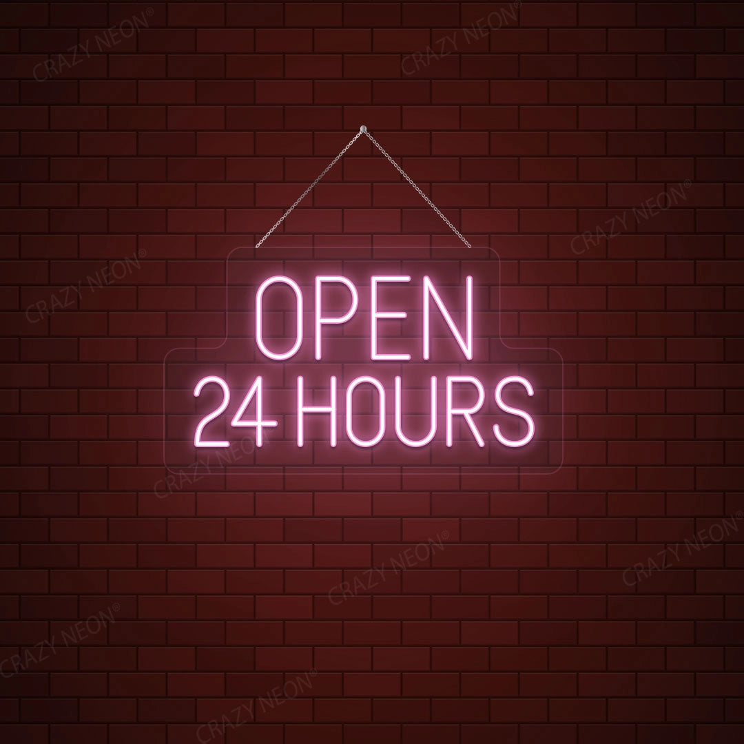 Open 24 Hours Sign | Pink