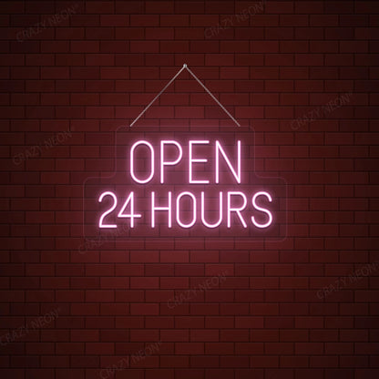 Open 24 Hours Sign | Pink