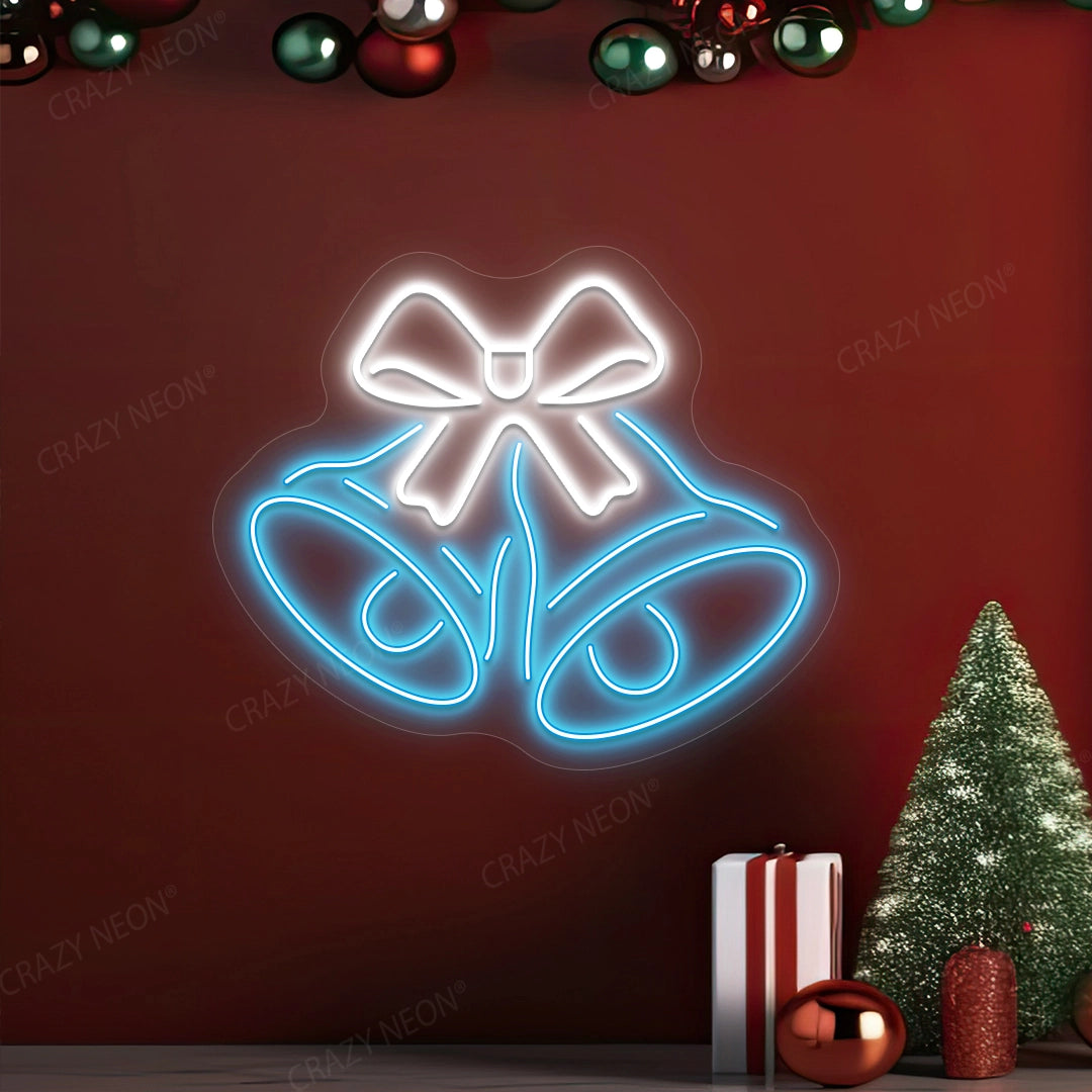 Christmas bell bow neon sign