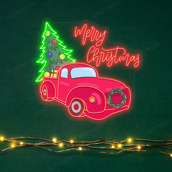 Christmas Tree Delivery Truck Neon Sign