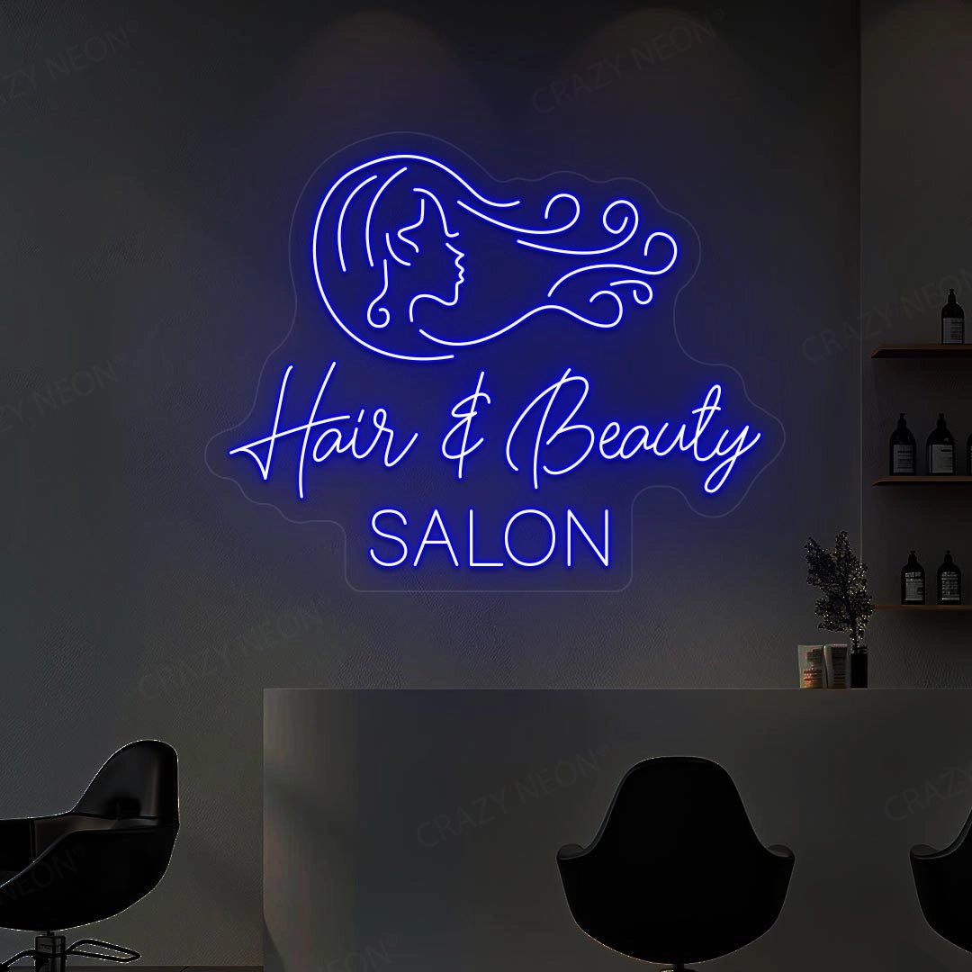 Hair & Beauty Salon Neon Sign | Blue 