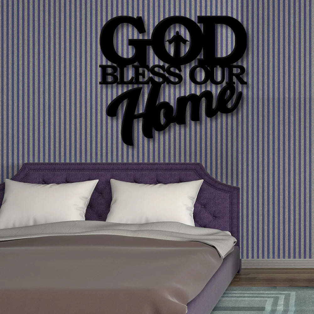 God Bless Our Home Metal Sign