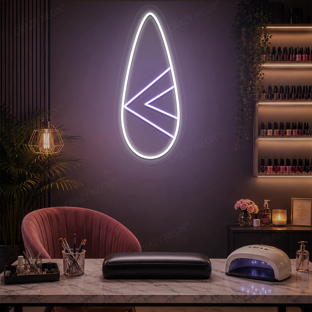 Sleek Nail Neon Sign in Purple color