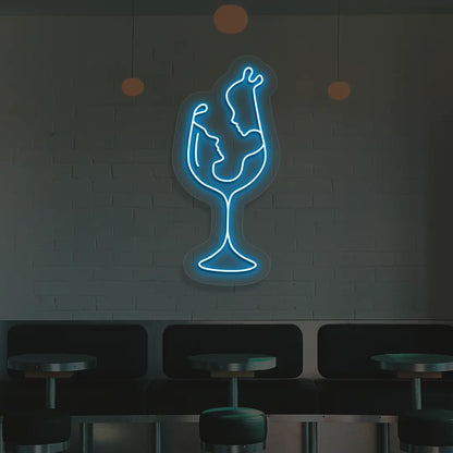 Sips & Soulmates Neon Sign in Iceblue color
