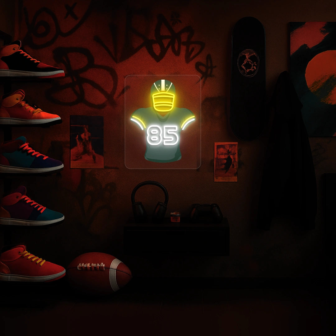Green Bay Kraft 85 Jersey Football Neon Artwork