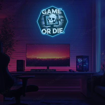 Game Or Die Neon Artwork in iceblue color 