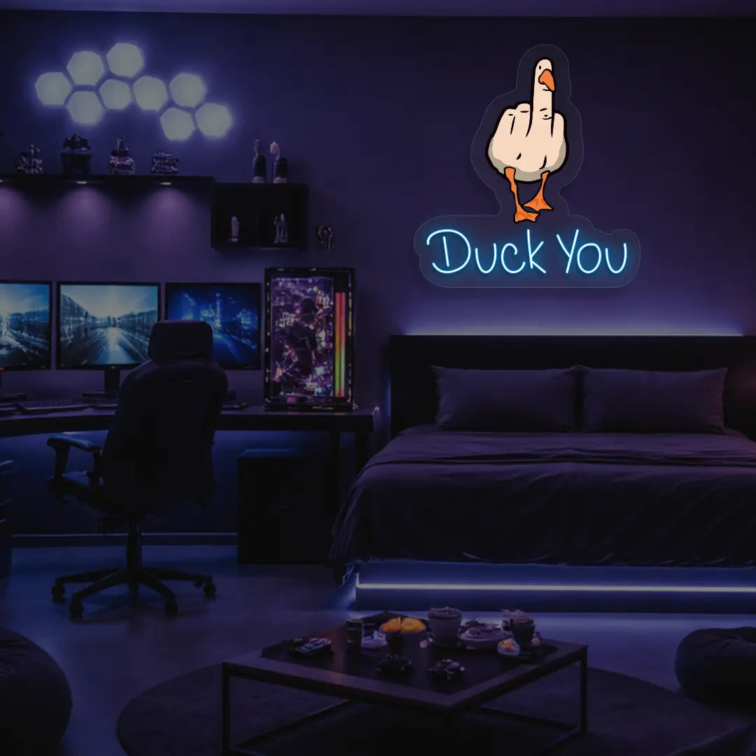 Duck You Neon Artwork in iceblue color