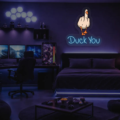 Duck You Neon Artwork in iceblue color