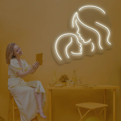 Mama & Me Neon Sign in Warmwhite color