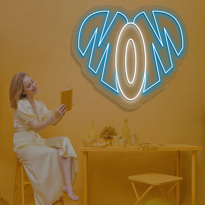 Forever Mom Heart Neon Sign in iceblue color