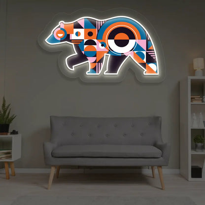 Chroma Bear Abstract Neon Artwork Sign in Warmwhite color
