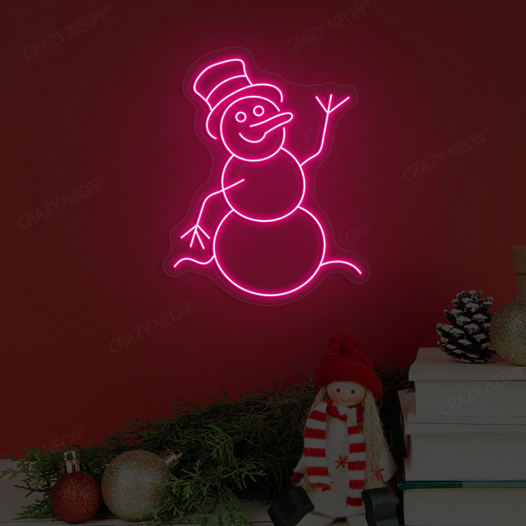 Jolly Snowman Neon Sign | Pink