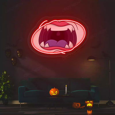Vampire Mouth Neon Artwork | Red