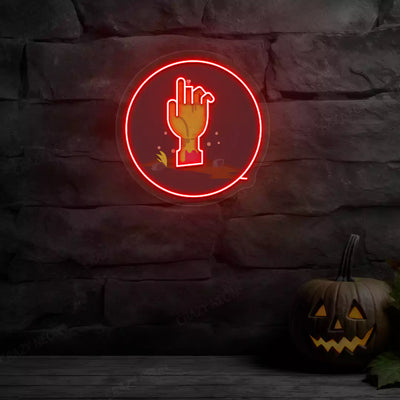 Zombie Hand Neon Artwork | Red