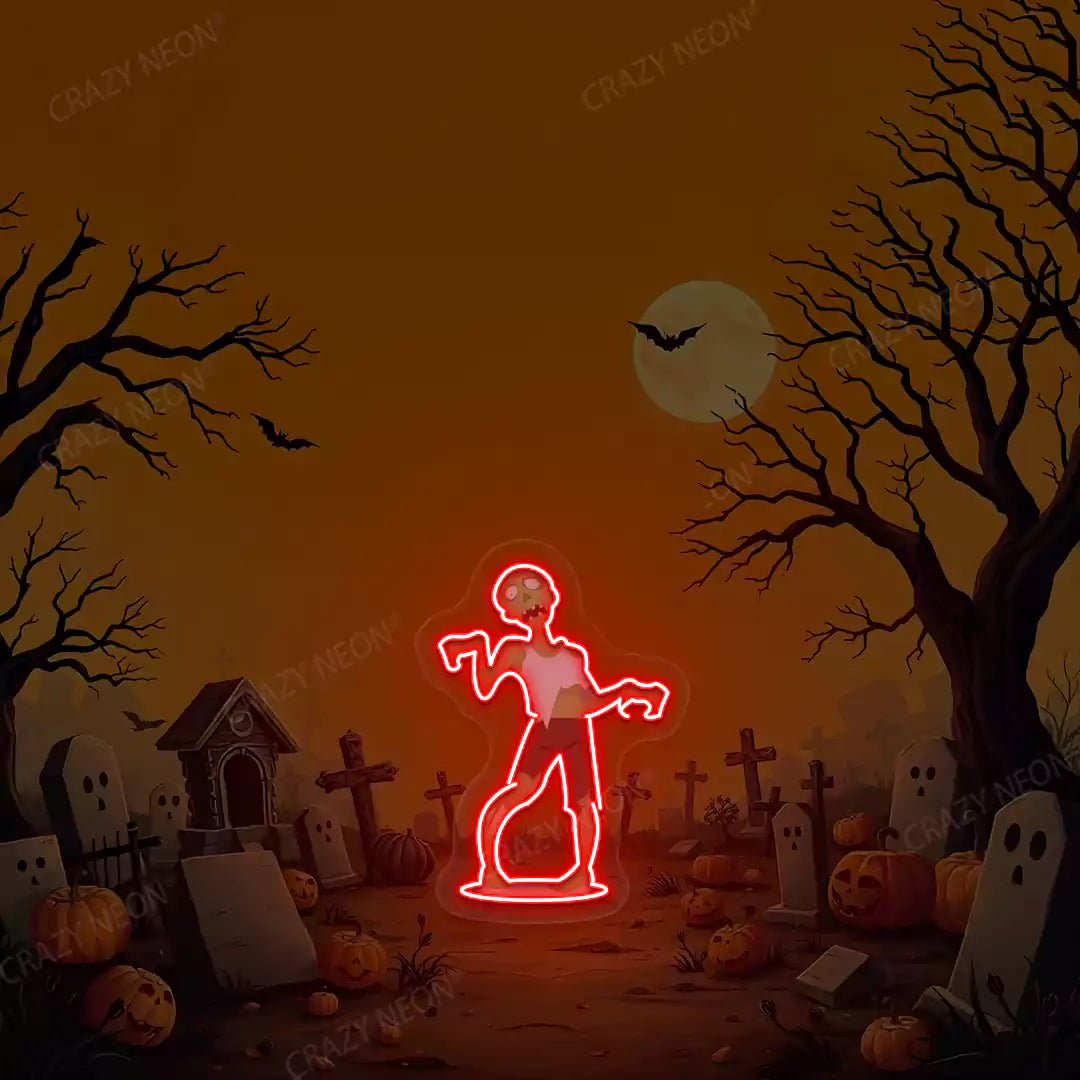 Cemetery Zombie Neon Artwork | Red