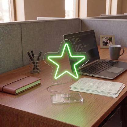 Cosmic Star Mini Neon Sign in Green Color