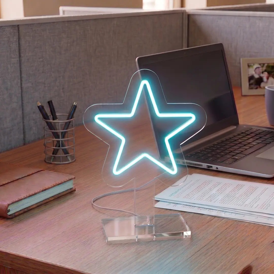 Cosmic Star Mini Neon Sign in Iceblue color