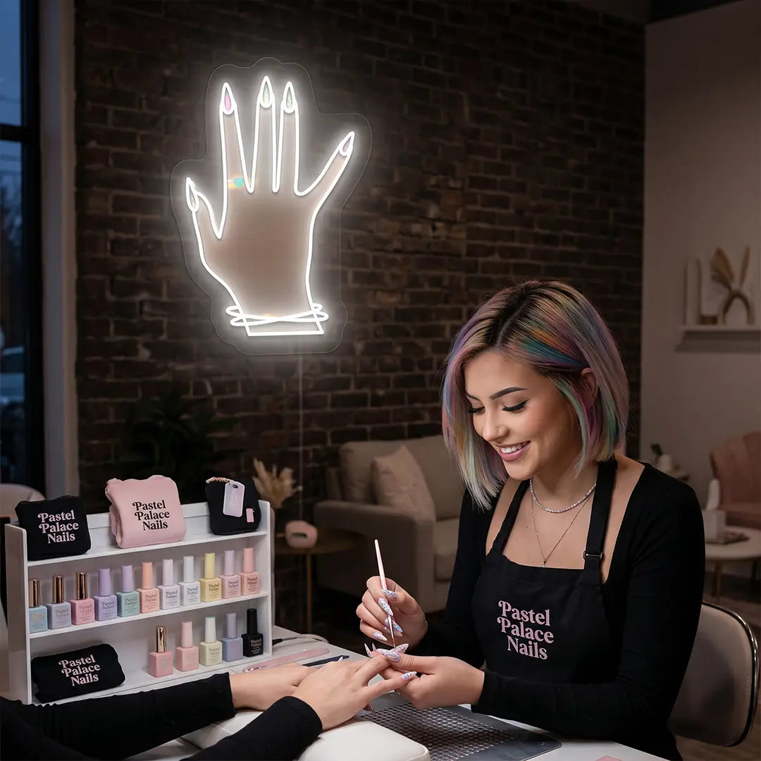 Nail Game Strong Neon Artwork in White color 
