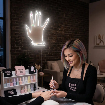 Nail Game Strong Neon Artwork in White color 