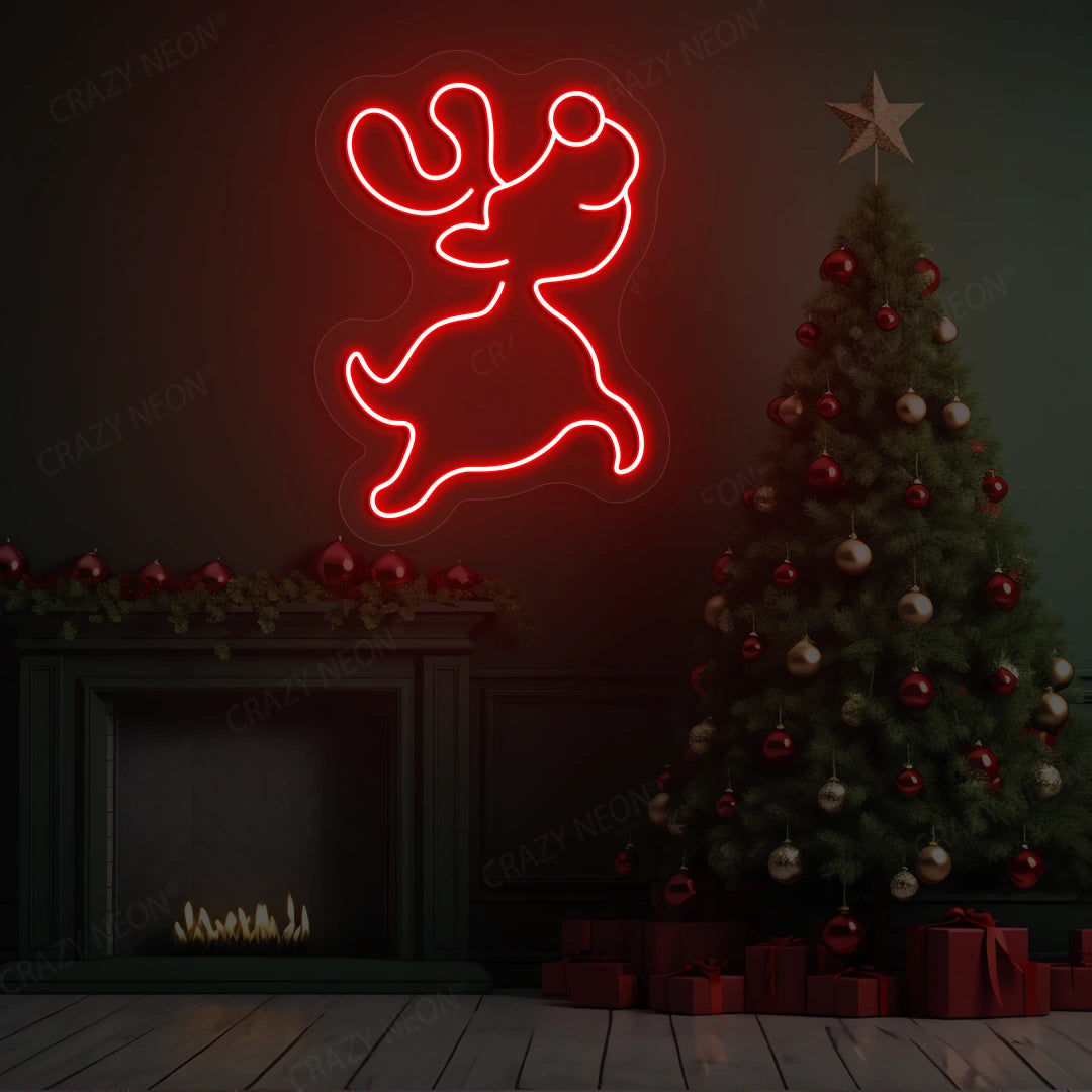 Prancing Reindeer Neon Sign | Red