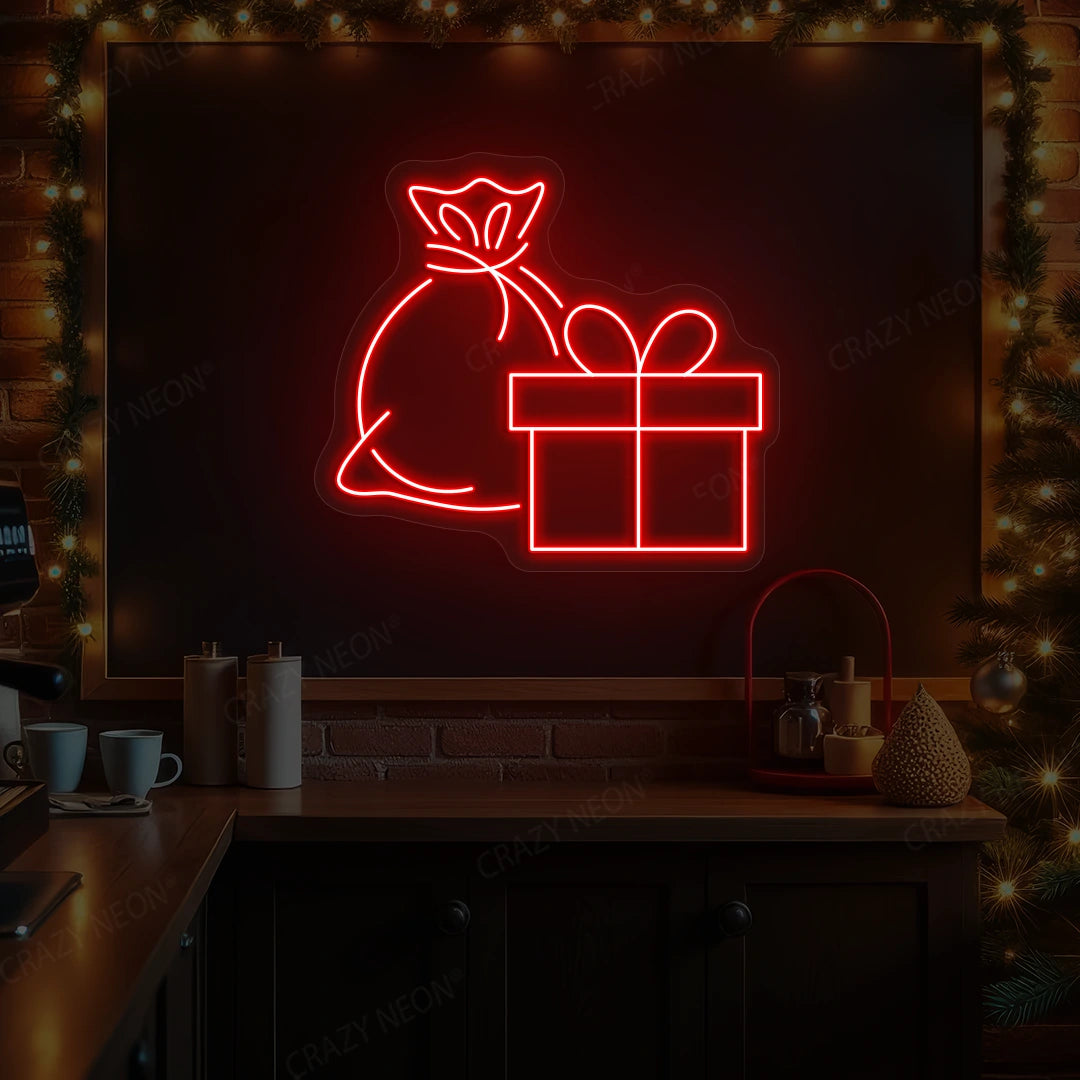 Gift Bag & Present Neon Sign | Red