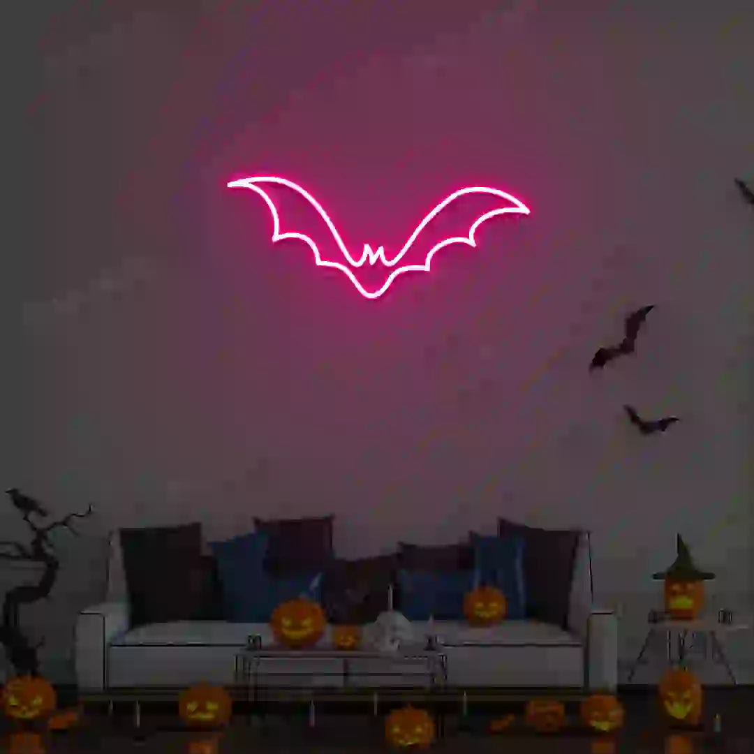 Winged Bat Neon Sign | Pink