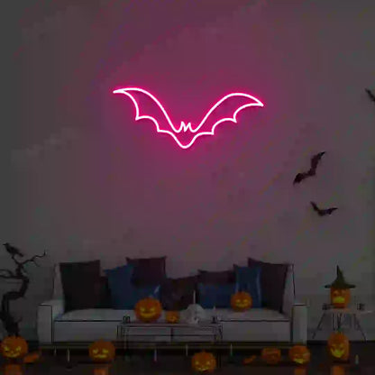 Winged Bat Neon Sign | Pink