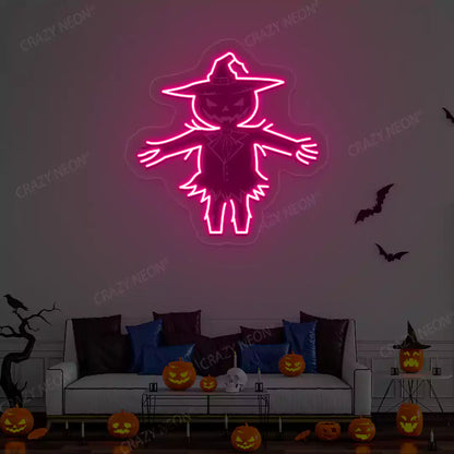 Haunted Scarecrow Neon Artwork | Pink