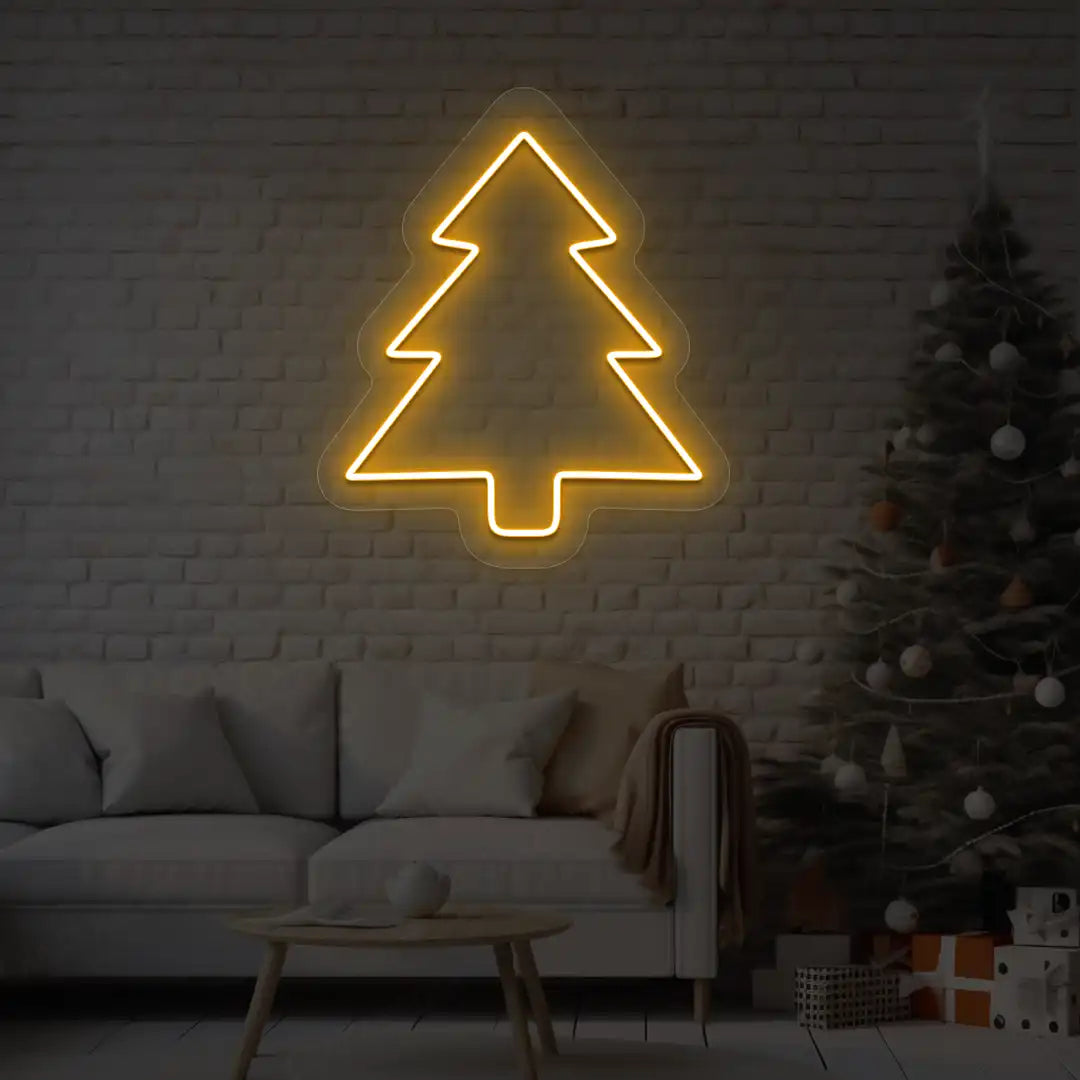 Pine Christmas Tree Neon Sign | orange 