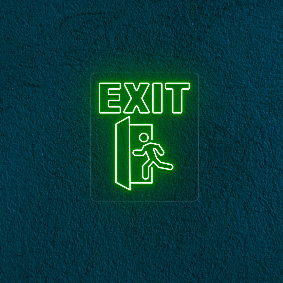 Exit Text With Door Neon Sign