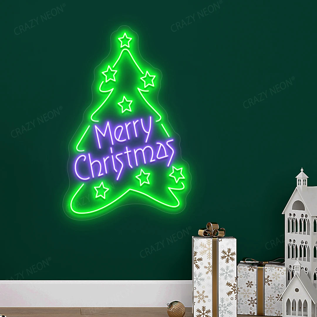 Christmas Tree Neon Sign | Purple