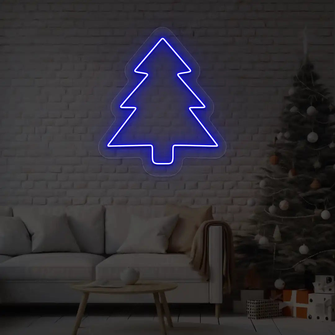 Pine Christmas Tree Neon Sign | Blue