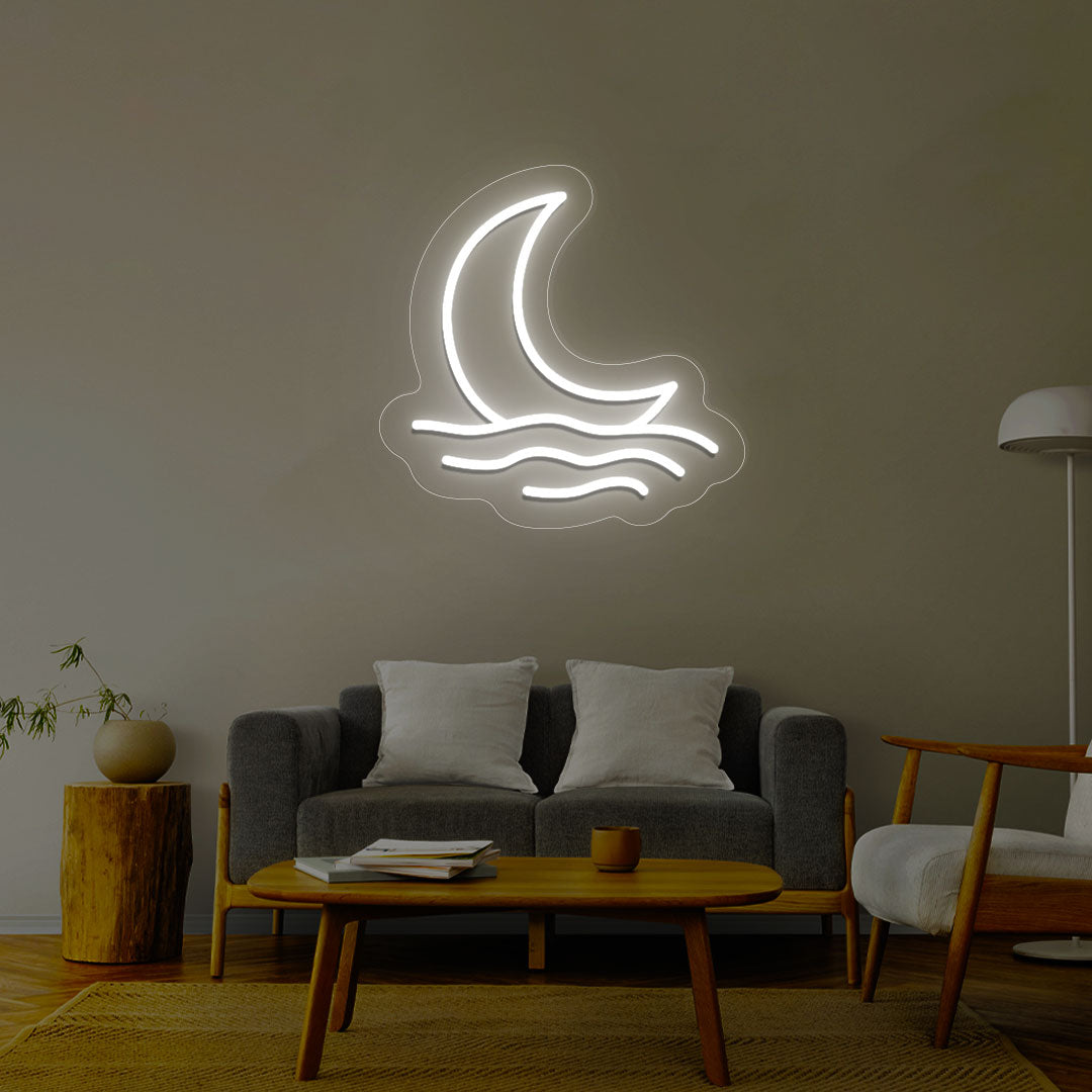 Moon With Waves Neon Sign | CNUS013170 | White
