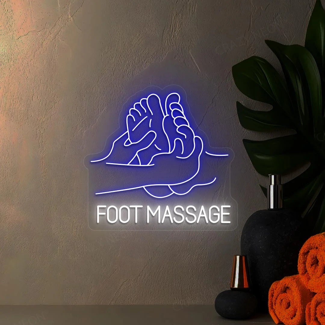 Foot Massage Spa Neon Sign | Blue