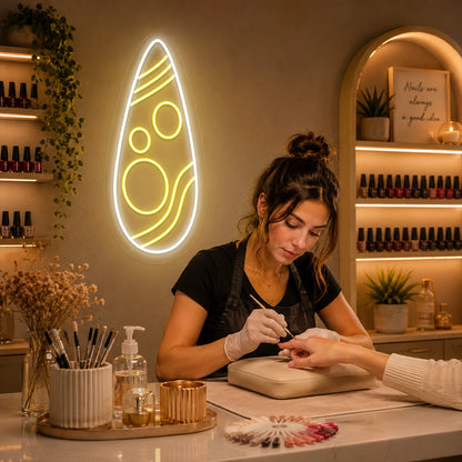 Mystic Wave Nail Neon Sign in Yellow color