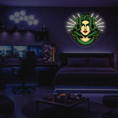 Medusa Head Snake Neon Artwork in Warmwhite
