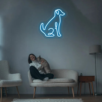 Contour Dog Neon Sign | Iceblue