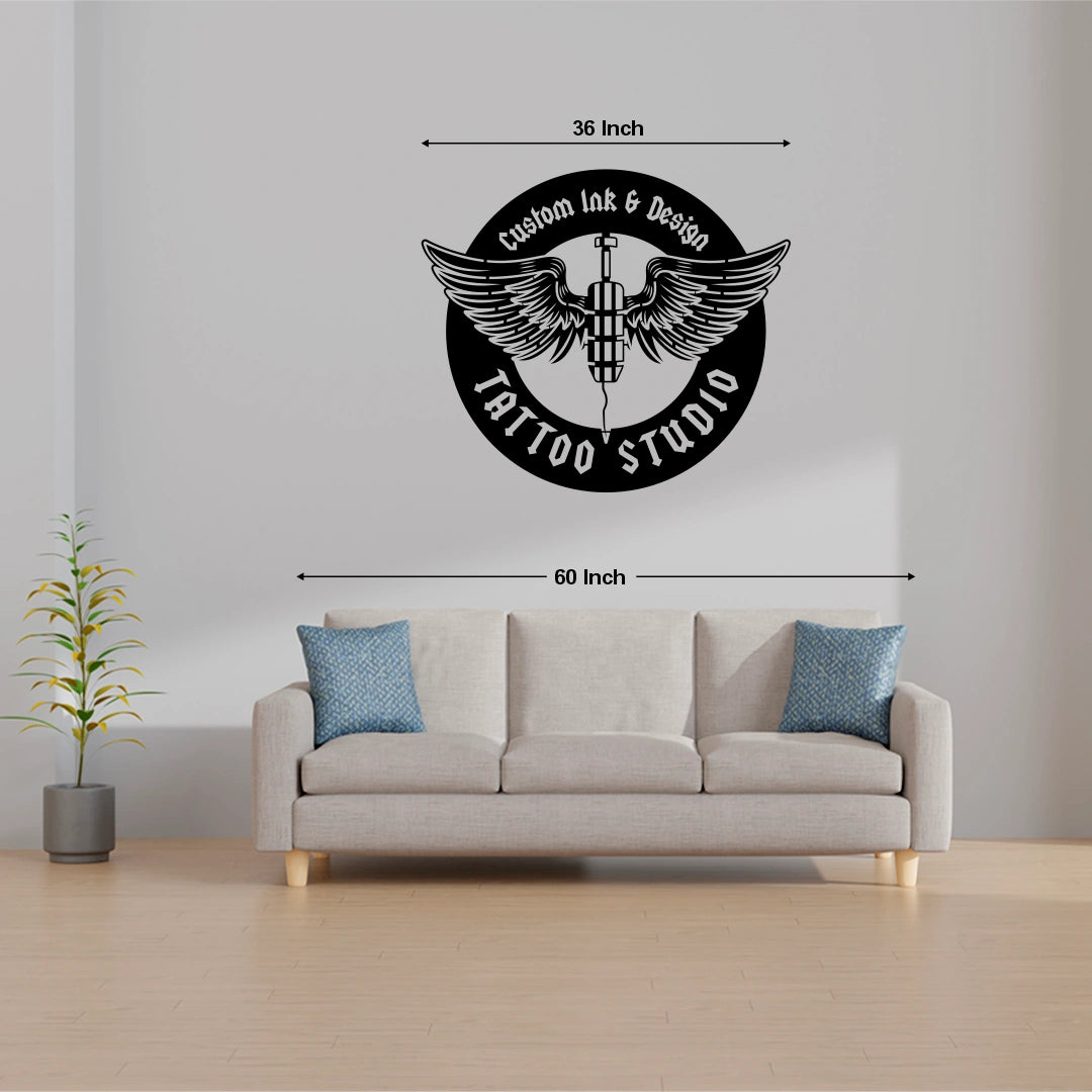 Tattoo Studio Wings Custom Metal Monogram size reference