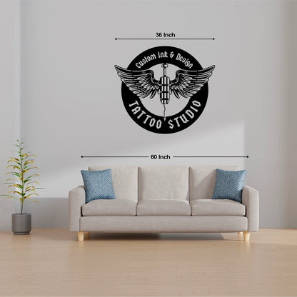 Tattoo Studio Wings Custom Metal Monogram size reference