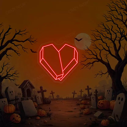 Coffin Heart Neon Sign | Red