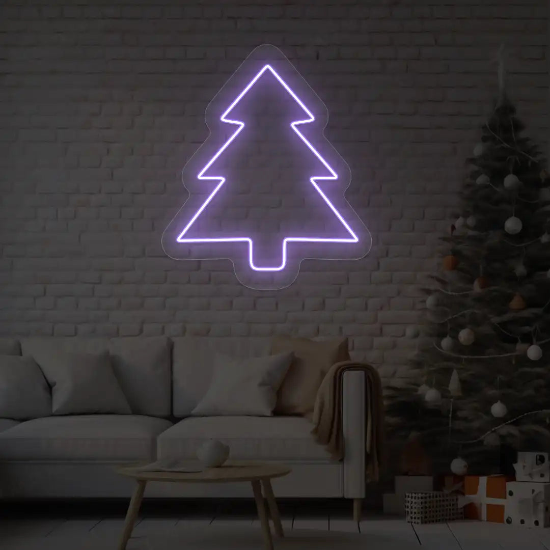Pine Christmas Tree Neon Sign | Purple