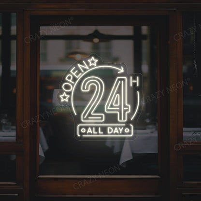 Open 24 Hours All Day Sign | Warmwhite