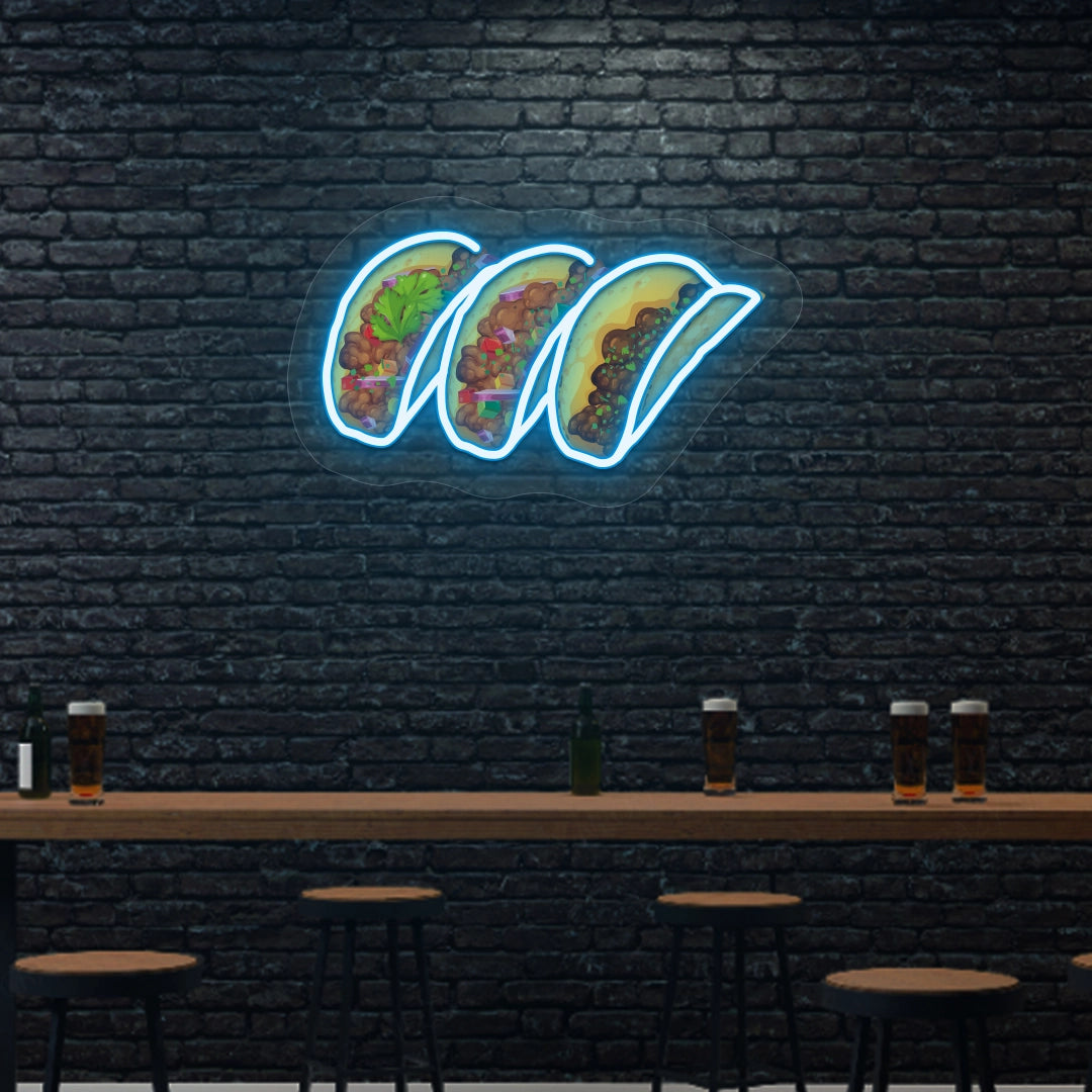 Tacos Neon Sign Artwork | Ice Blue 