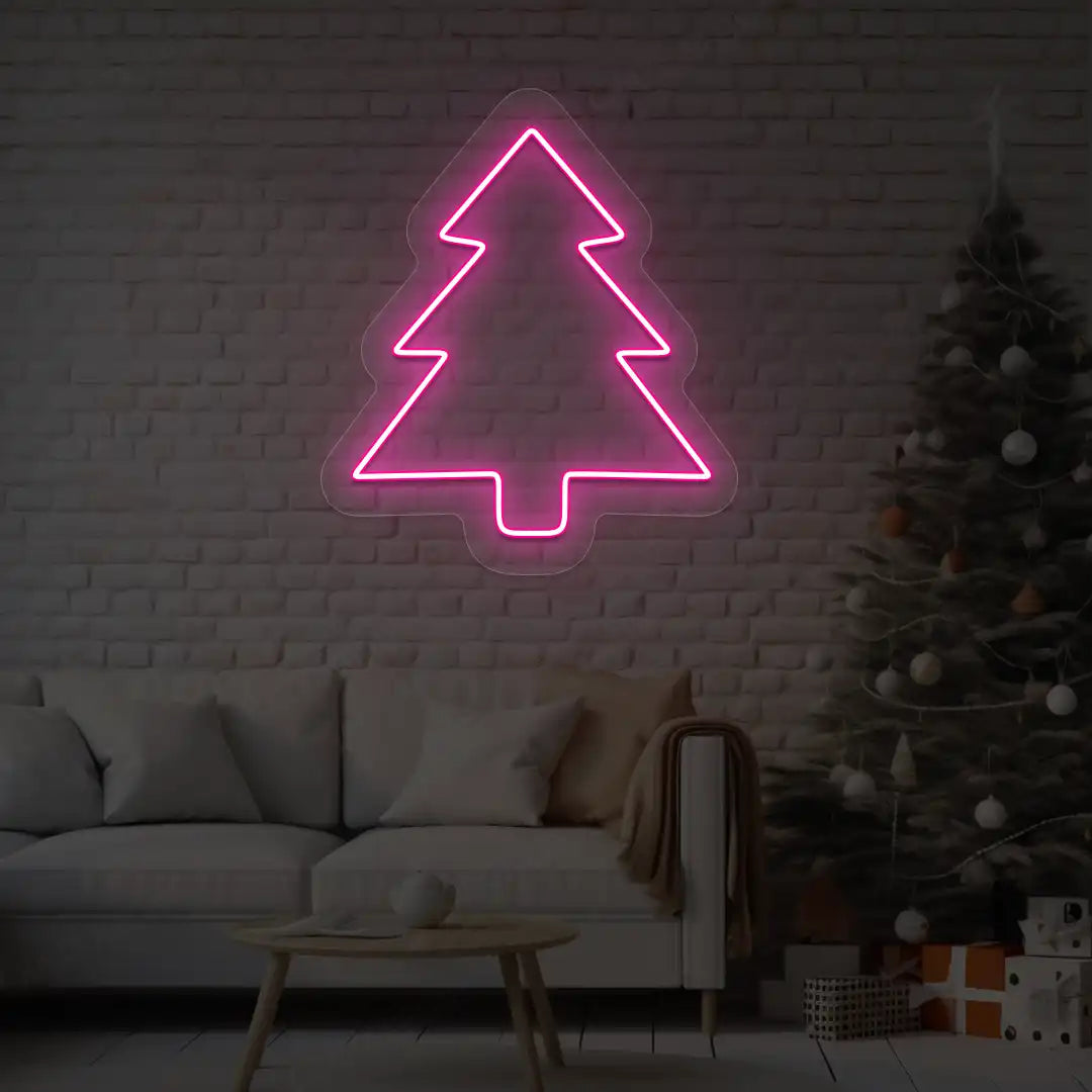 Pine Christmas Tree Neon Sign | Pink