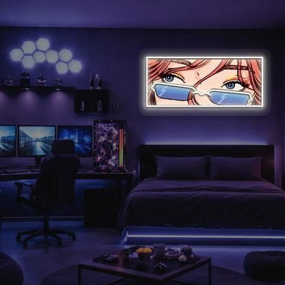 Lo-Fi Gaze Neon Artwork in White color