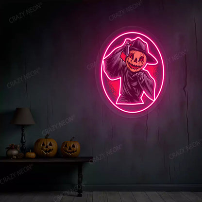 Pumpkin Reaper Neon Artwork | Pink