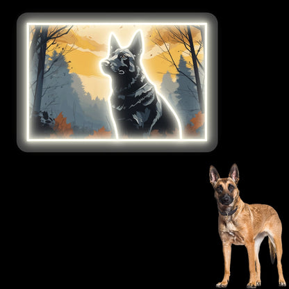 Misty Woods German Shepherd Neon Artwork in warmwhite Led