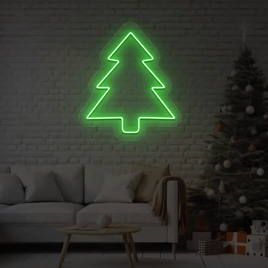 Pine Christmas Tree Neon Sign | Green 