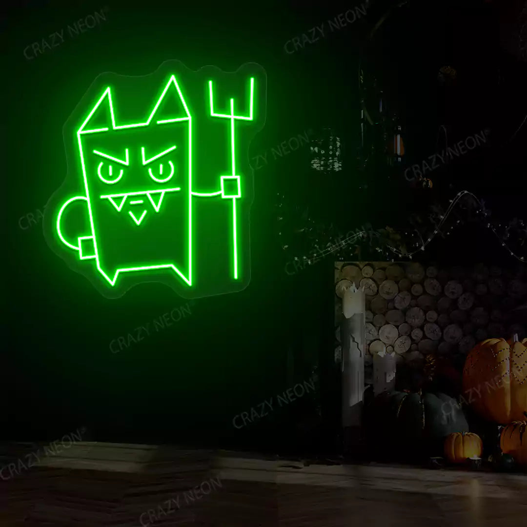 Devil Cat Neon Sign | Green